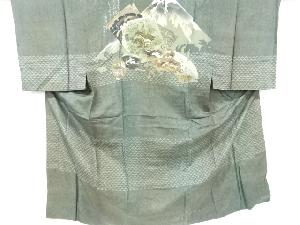 アンティーク　水車小屋に時代道具模様男物長襦袢